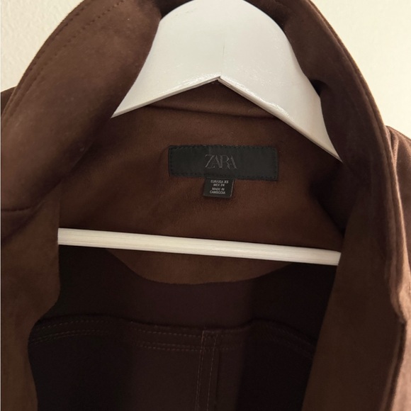 Zara Brown Suede Trench Coat - Picture 4 of 5